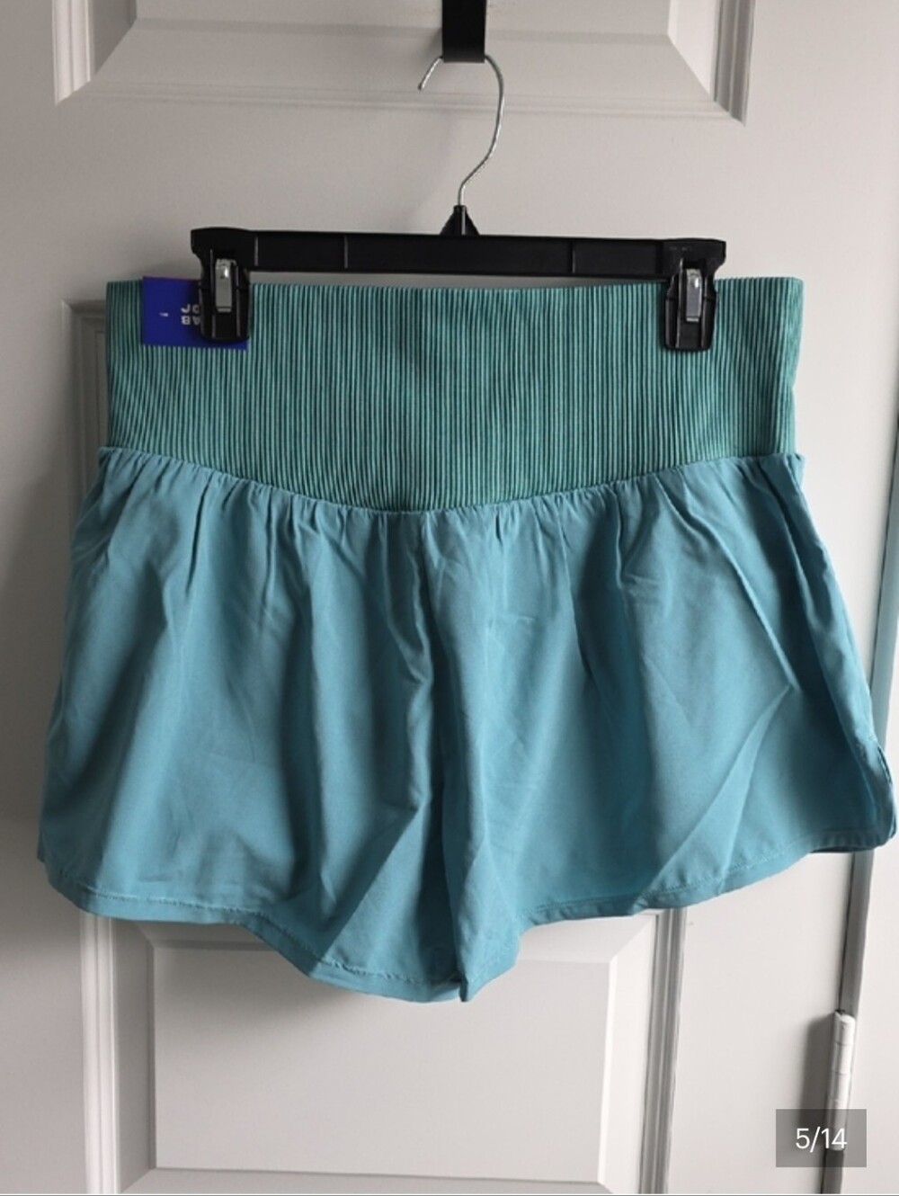 JoyLab Teal Ribbed-Waist Athletic Shorts Small G051